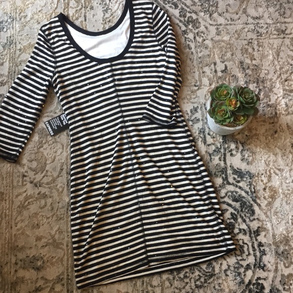 Express Black and White Striped Dress - Picture 3 of 4